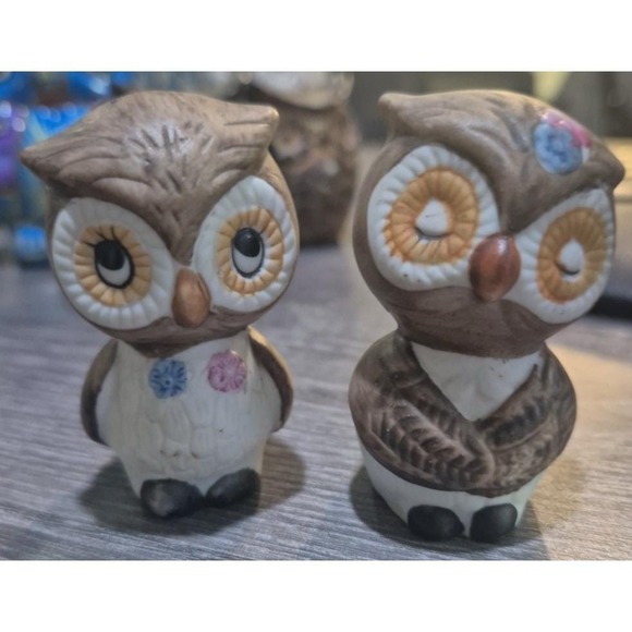 Sweet set of Owl salt and pepper shakers Vtg 2.75" H1 - Picture 5 of 5